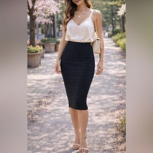 Marciano Bandage Midi Skirt Black Size XS Zip Up Back